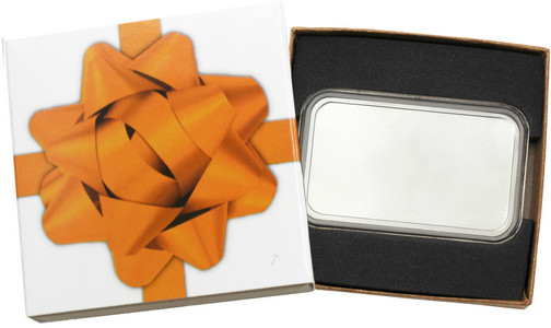 SilverTowne Natural Kraft Paper Gift Box with Orange Bow Box Sleeve